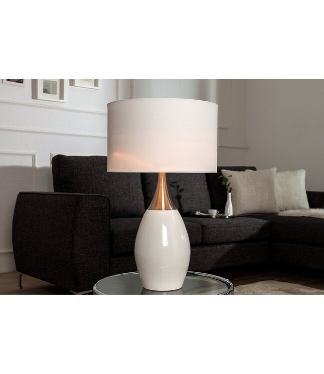 Invicta Interior Tafellamp CARLA 60 cm linnen kap wit - 37006