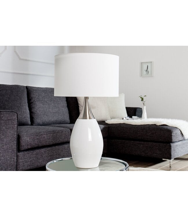 Invicta Interior Tafellamp CARLA 60 cm linnen kap wit - 37006