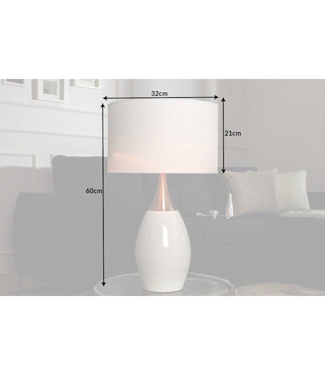 Invicta Interior Tafellamp CARLA 60 cm linnen kap wit - 37006