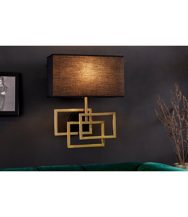 Invicta Interior Wandlamp LEONOR goud met zwarte kap - 41675