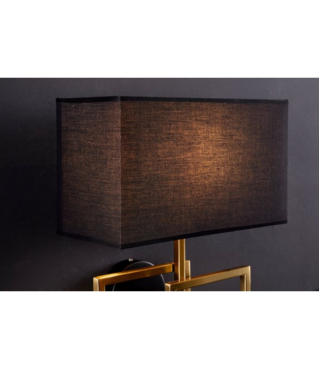 Invicta Interior Wandlamp LEONOR goud met zwarte kap - 41675