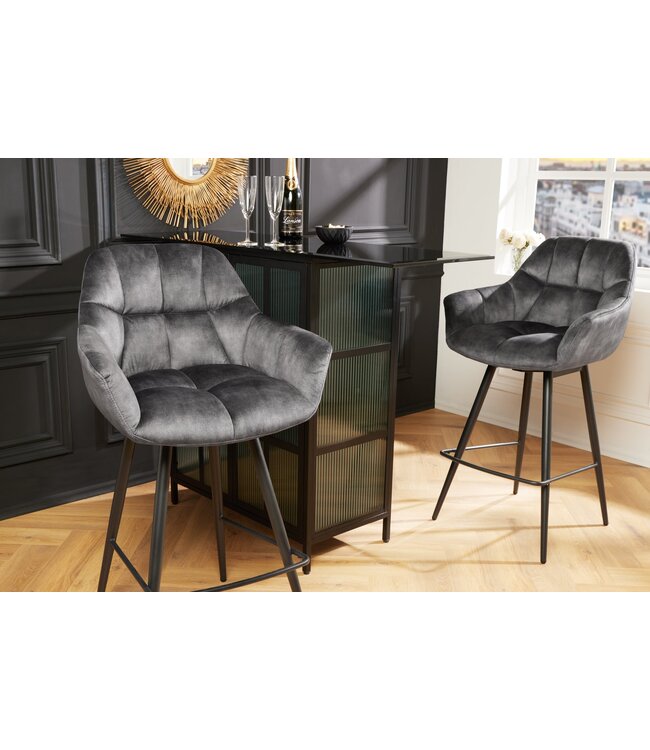 Invicta Interior Barstoel PAPILLON 106 cm, 180° draaibaar, fluweelgrijs - 43883