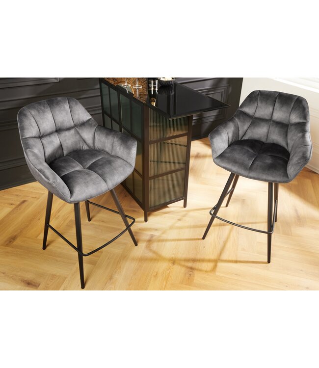 Invicta Interior Barstoel PAPILLON 106 cm, 180° draaibaar, fluweelgrijs - 43883