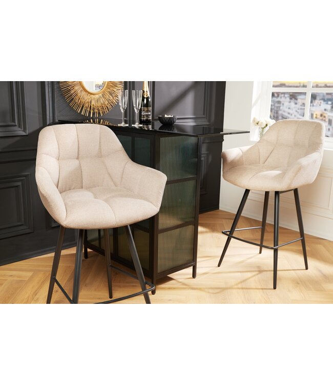 Invicta Interior Barstoel PAPILLON 106 cm, 180° draaibaar, plat geweven stof, champagnebeige - 43882