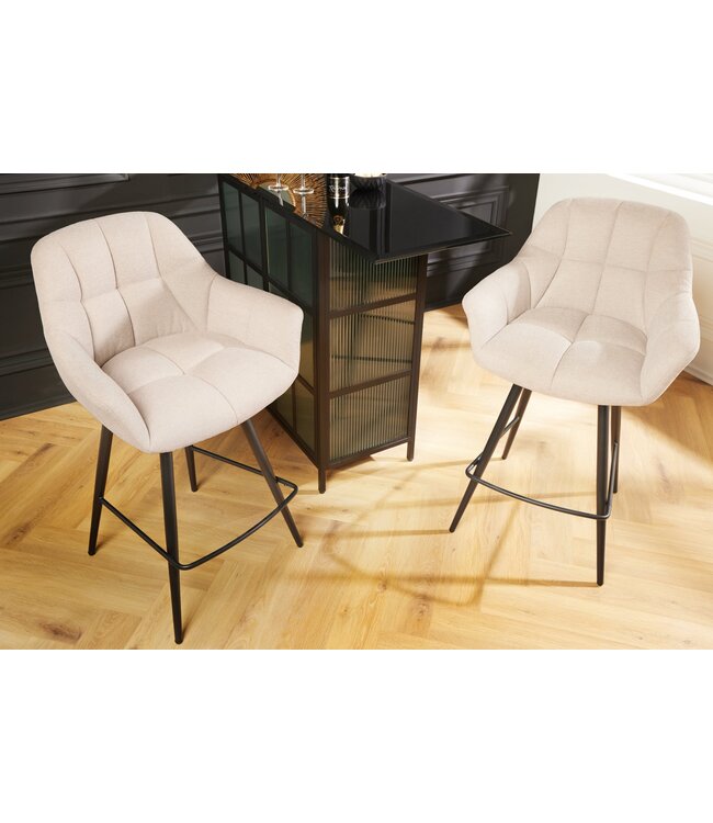 Invicta Interior Barstoel PAPILLON 106 cm, 180° draaibaar, plat geweven stof, champagnebeige - 43882