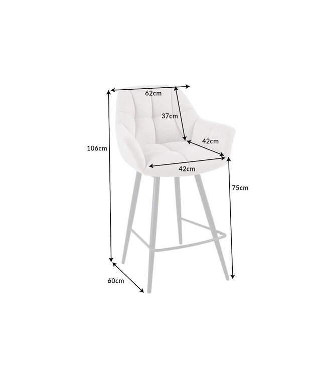 Invicta Interior Barstoel PAPILLON 106 cm, 180° draaibaar, plat geweven stof, champagnebeige - 43882