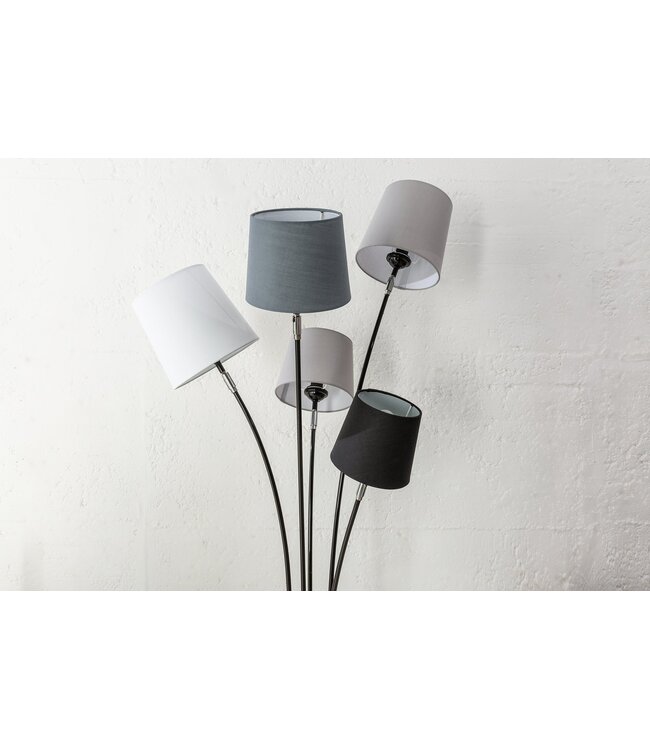 Invicta Interior Vloerlamp LEVELS 176 cm 5 linnen lampenkappen zwart grijs wit - 40745
