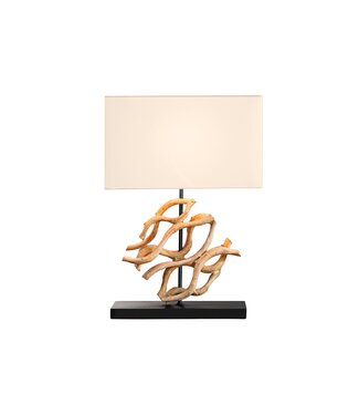 Invicta Interior Tafellamp THE WAVE 60 cm met witte teakhouten lampenkap - 43932