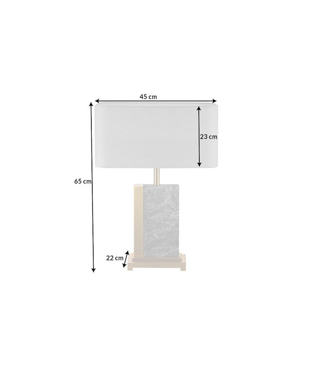 Invicta Interior Tafellamp ELEGANCIA 65cm marmer staal goudgrijs - 43732
