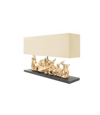 Invicta Interior Tafellamp PURE UNIQUE 80 cm met lampenkap van drijfhoutlinnen in beige - 39625