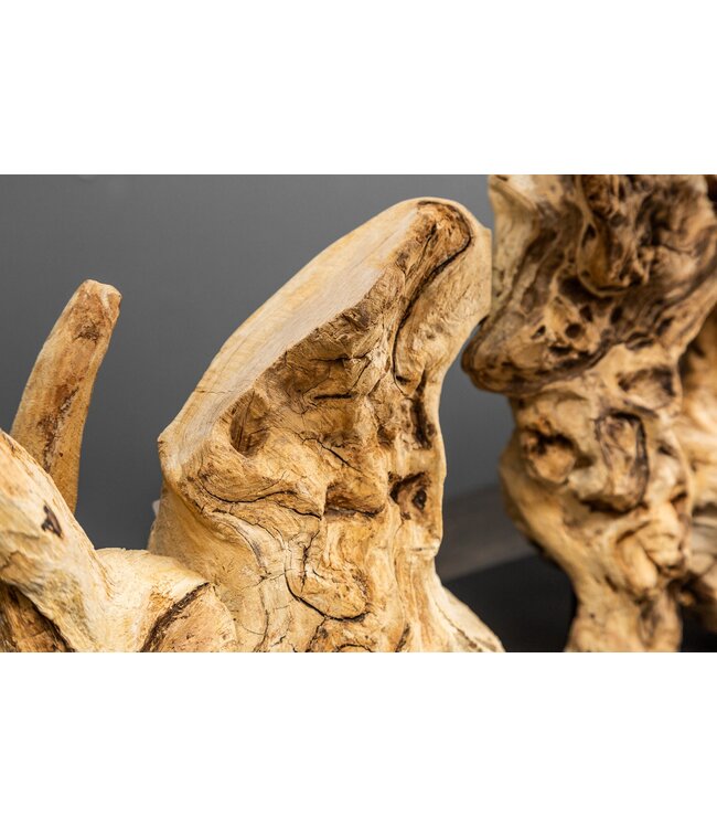 Invicta Interior Tafellamp PURE UNIQUE 80 cm met lampenkap van drijfhoutlinnen in beige - 39625