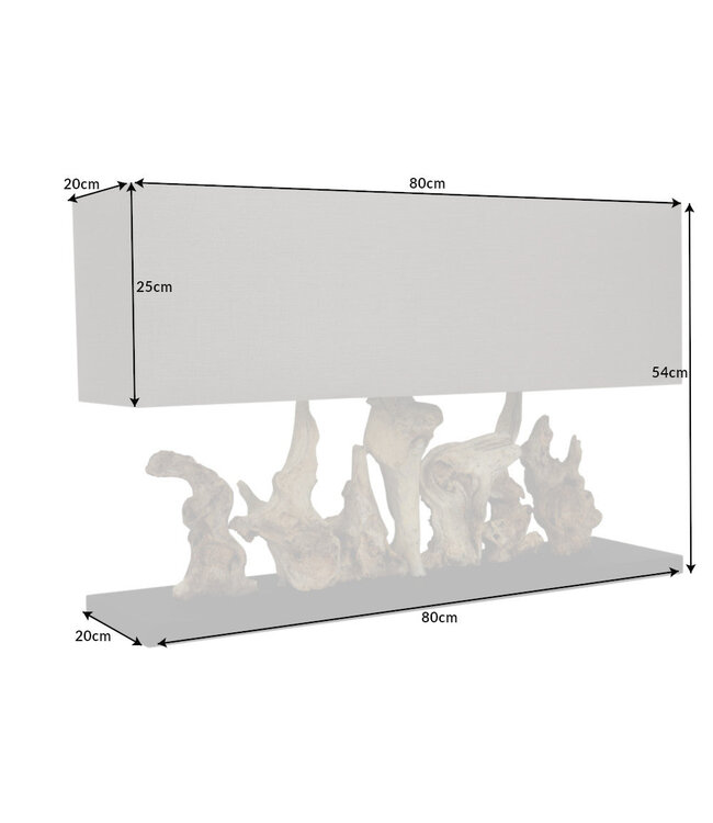 Invicta Interior Tafellamp PURE UNIQUE 80 cm met lampenkap van drijfhoutlinnen in beige - 39625