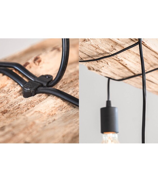 Invicta Interior Hanglamp BARRACUDA 70 cm voor 3 lampen, gemaakt van gerecycled hout - 40079