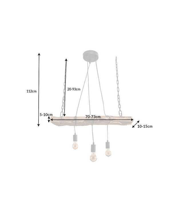 Invicta Interior Hanglamp BARRACUDA 70 cm voor 3 lampen, gemaakt van gerecycled hout - 40079
