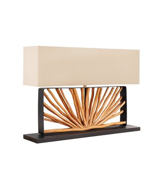 Invicta Interior Tafellamp EUPHORIA 80 cm lampenkap beige longanhout naturel - 44687