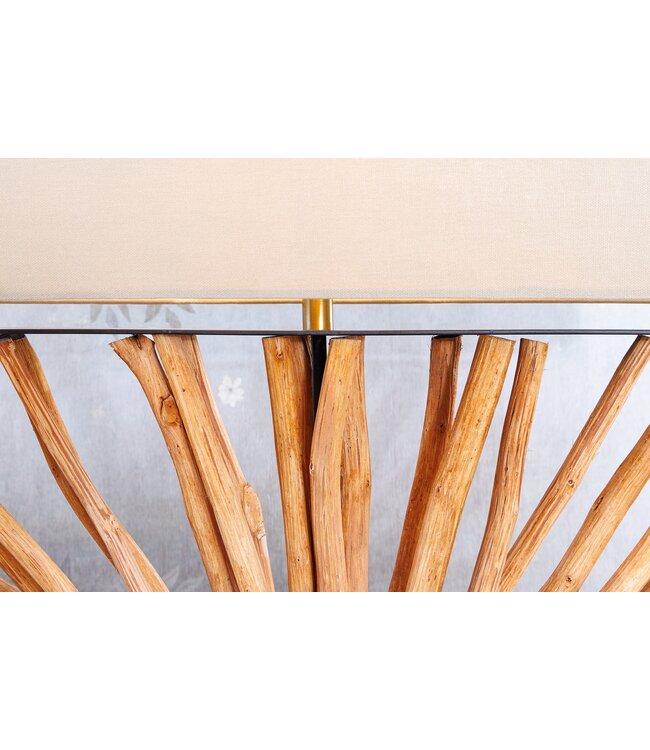 Invicta Interior Tafellamp EUPHORIA 80 cm lampenkap beige longanhout naturel - 44687