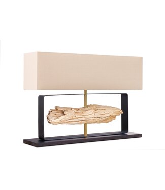 Invicta Interior Tafellamp ROUSILIQUE 60 cm lampenkap beige teakhout naturel - 44689