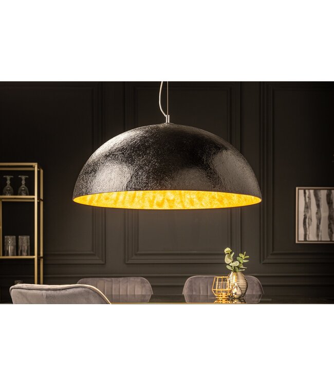 Invicta Interior Hanglamp GLOW 70cm van glasvezel, zwart goud - 10719