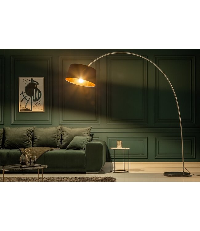 Invicta Interior Vloerlamp FORMA 215cm zwart goud met marmeren voet - 13069