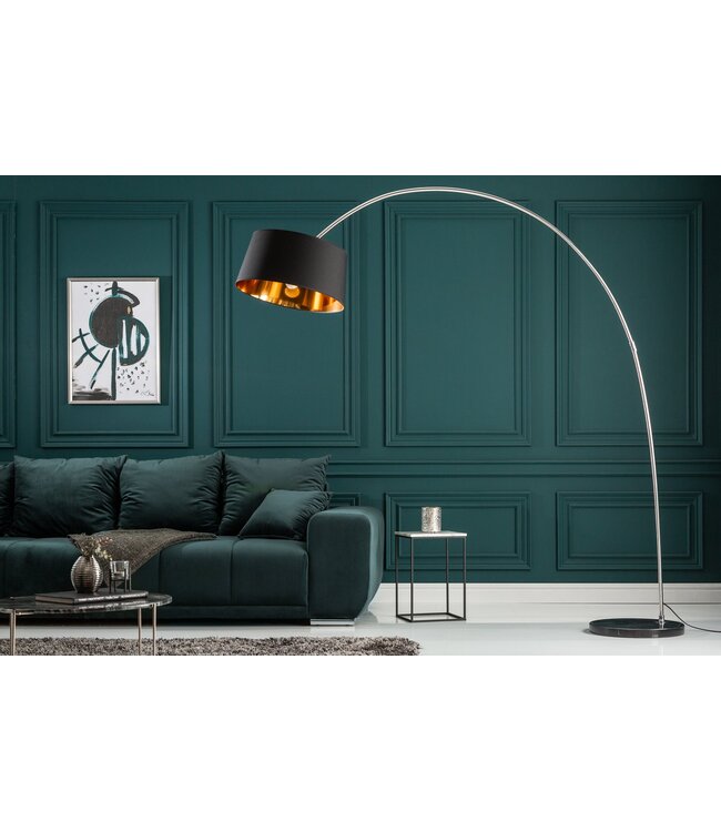 Invicta Interior Vloerlamp FORMA 215cm zwart goud met marmeren voet - 13069