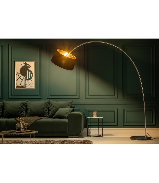 Invicta Interior Vloerlamp FORMA 215cm zwart goud met marmeren voet - 13069