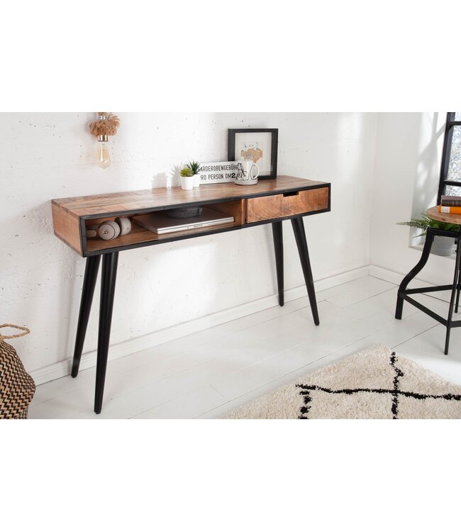 Invicta Interior Industriële console 120 cm met lade, mangohout - 39651