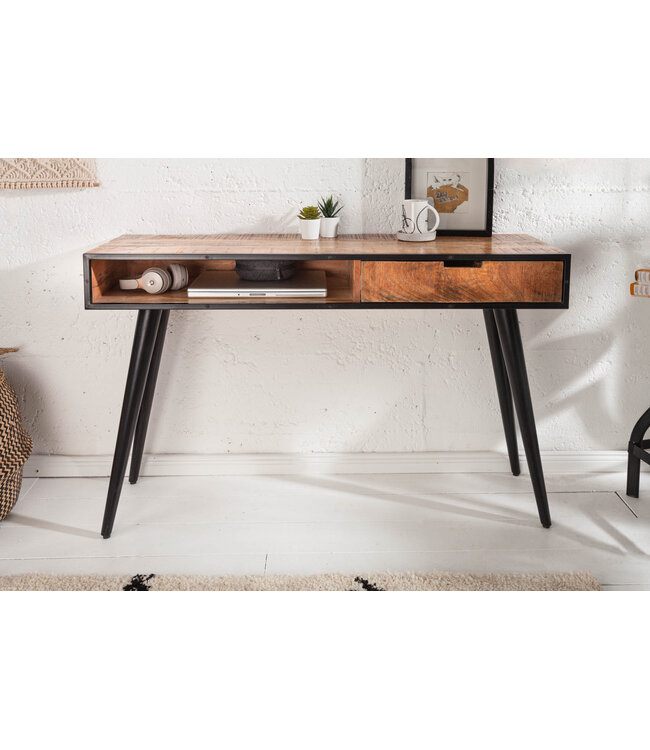 Invicta Interior Industriële console 120 cm met lade, mangohout - 39651