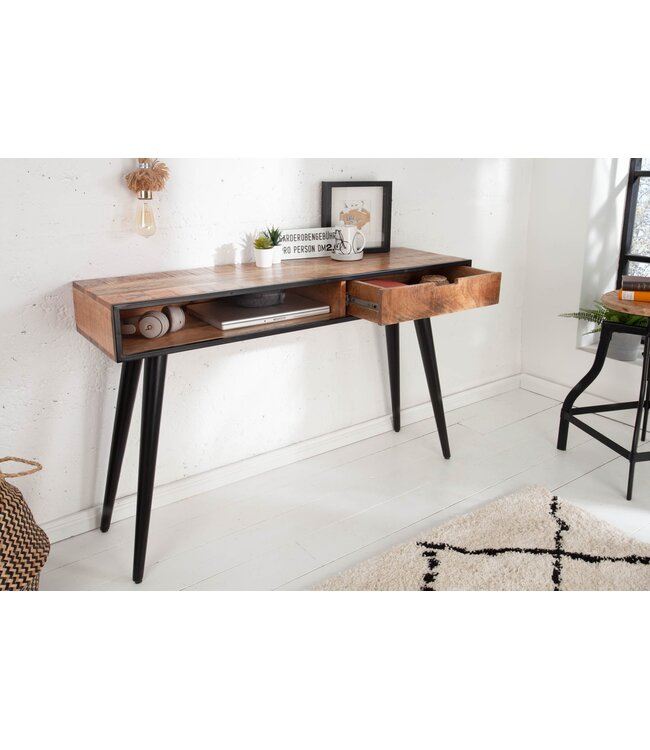 Invicta Interior Industriële console 120 cm met lade, mangohout - 39651