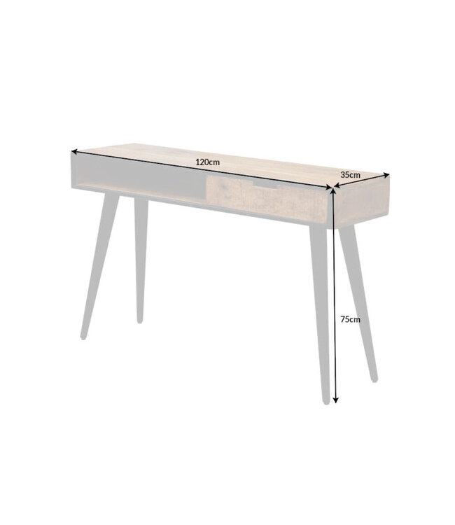 Invicta Interior Industriële console 120 cm met lade, mangohout - 39651