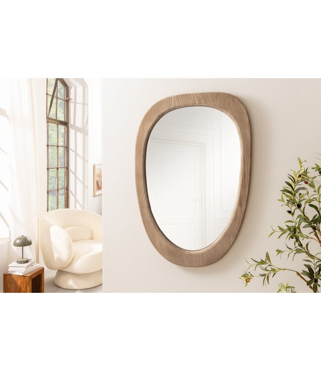 Invicta Interior ORGANIC wandspiegel 105 cm ovaal grenenhout naturel beige - 46489