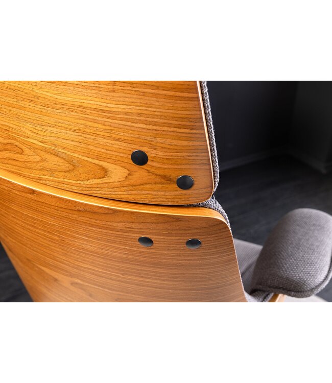 Invicta Interior Bureaustoel MANHATTAN 44-54 cm, draaibaar, met structuurstof, grijs en walnoothout - 46664