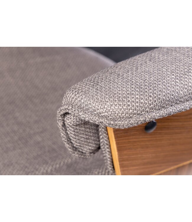 Invicta Interior Bureaustoel MANHATTAN 44-54 cm, draaibaar, met structuurstof, grijs en walnoothout - 46664