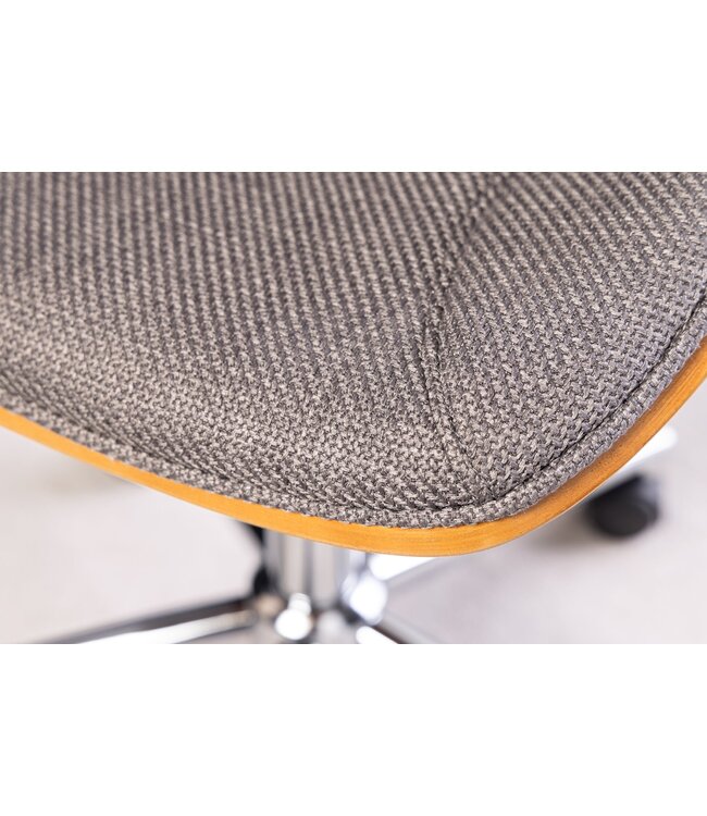 Invicta Interior Bureaustoel MANHATTAN 44-54 cm, draaibaar, met structuurstof, grijs en walnoothout - 46664