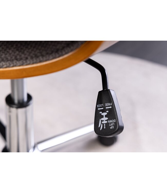 Invicta Interior Bureaustoel MANHATTAN 44-54 cm, draaibaar, met structuurstof, grijs en walnoothout - 46664