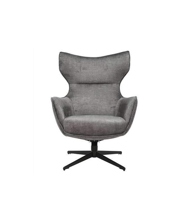 Invicta Interior Fauteuil VOGUE 360° draaibaar, grijs fluweel met zwart metalen frame - 46703