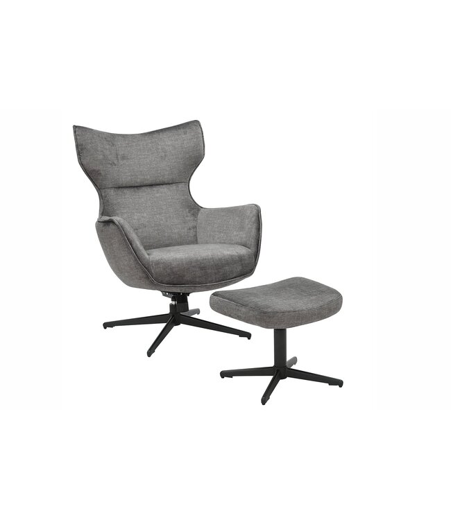 Invicta Interior Fauteuil VOGUE 360° draaibaar, grijs fluweel met zwart metalen frame - 46703