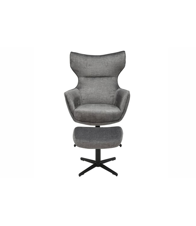 Invicta Interior Fauteuil VOGUE 360° draaibaar, grijs fluweel met zwart metalen frame - 46703