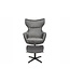 Invicta Interior Fauteuil VOGUE 360° draaibaar, grijs fluweel met zwart metalen frame - 46703