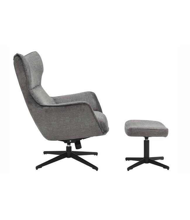 Invicta Interior Fauteuil VOGUE 360° draaibaar, grijs fluweel met zwart metalen frame - 46703