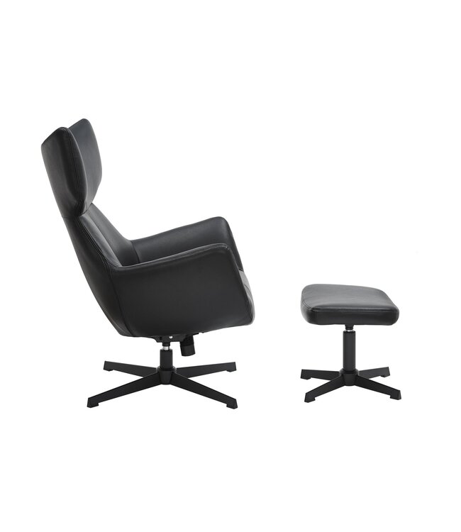 Invicta Interior Fauteuil VOGUE 360° draaibaar, kunstleer, zwart, met zwart metalen frame - 47718