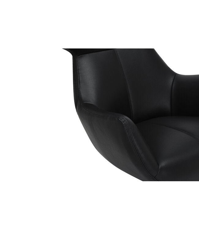 Invicta Interior Fauteuil VOGUE 360° draaibaar, kunstleer, zwart, met zwart metalen frame - 47718
