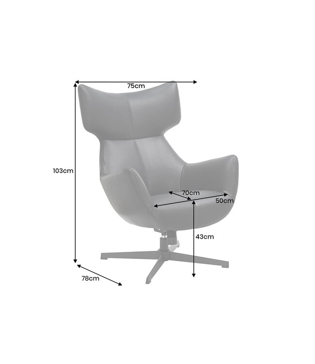 Invicta Interior Fauteuil VOGUE 360° draaibaar, kunstleer, zwart, met zwart metalen frame - 47718