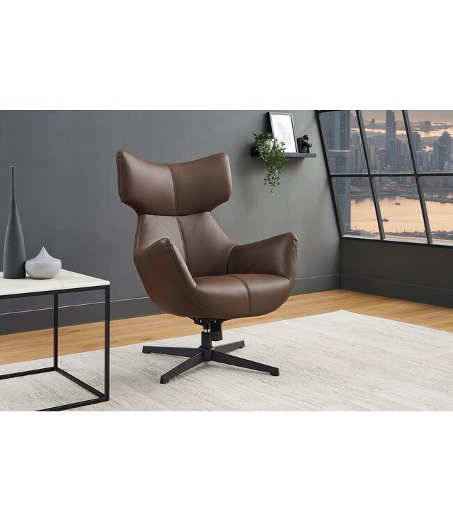 Invicta Interior Fauteuil VOGUE 360° draaibaar, kunstleer bruin met zwart metalen frame - 47720