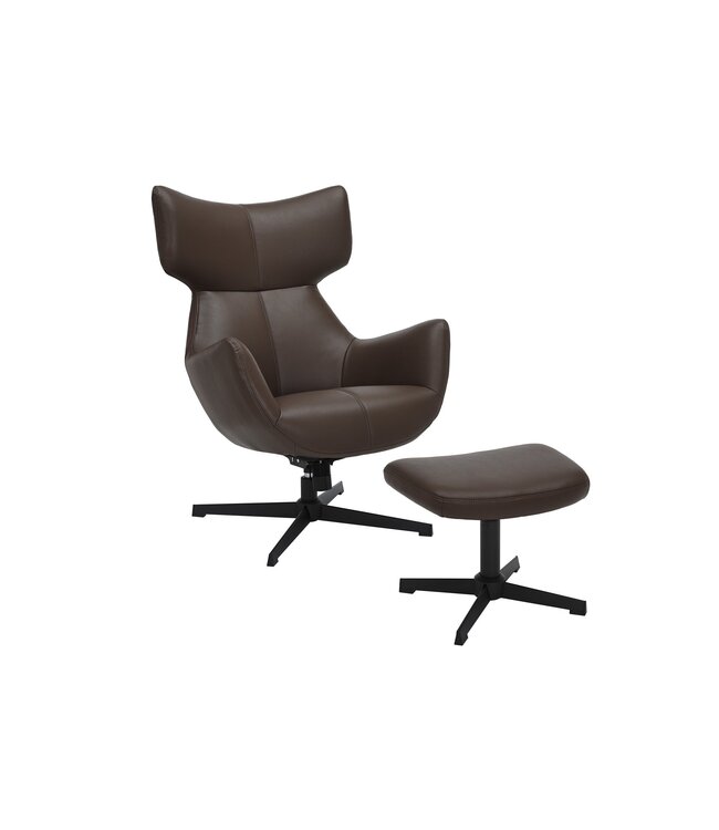 Invicta Interior Fauteuil VOGUE 360° draaibaar, kunstleer bruin met zwart metalen frame - 47720
