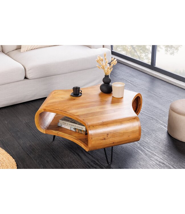 Invicta Interior Salontafel ORGANIC LIVING 90 cm acaciahout bruine honingkleurige afwerking - 47095