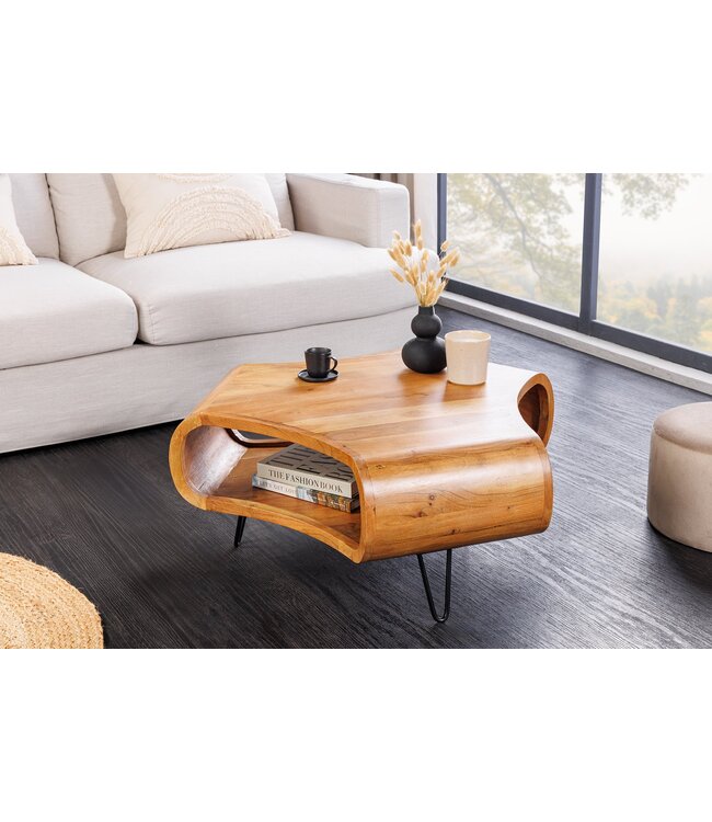 Invicta Interior Salontafel ORGANIC LIVING 90 cm acaciahout bruine honingkleurige afwerking - 47095