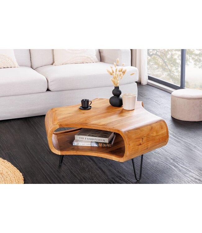 Invicta Interior Salontafel ORGANIC LIVING 90 cm acaciahout bruine honingkleurige afwerking - 47095