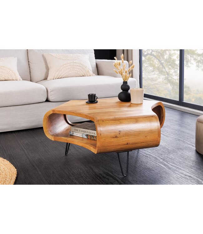 Invicta Interior Salontafel ORGANIC LIVING 90 cm acaciahout bruine honingkleurige afwerking - 47095