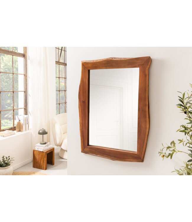 Invicta Interior Wandspiegel MAMMUT 100 cm met natuurlijke rand, bruin acaciahout - 46490