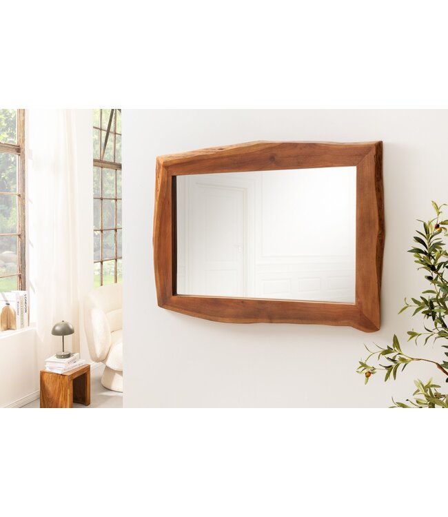 Invicta Interior Wandspiegel MAMMUT 100 cm met natuurlijke rand, bruin acaciahout - 46490